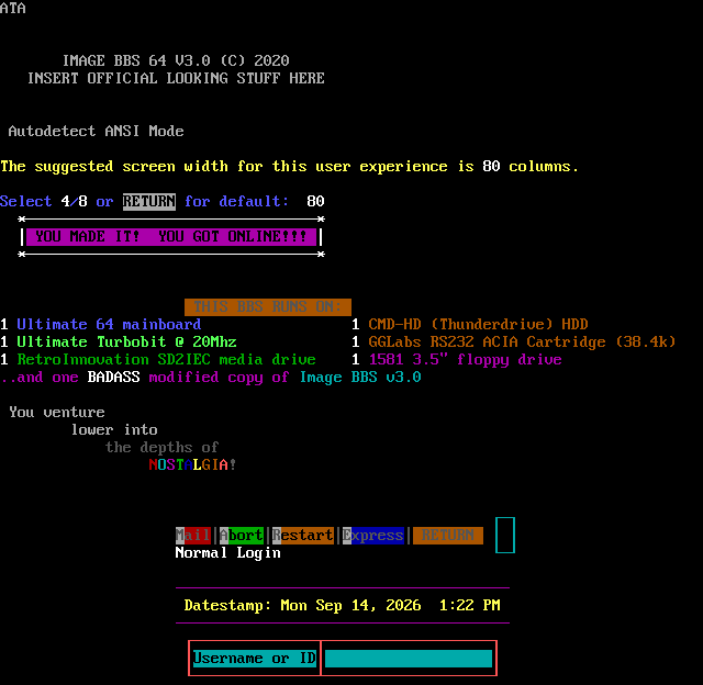 13th Floor BBS: its own screen, 39 rows