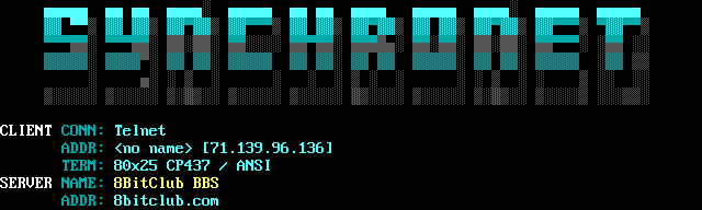 8Bit Club BBS: its own screen, 12 rows