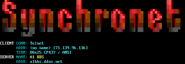 A1 BBS: its own screen, 14 rows