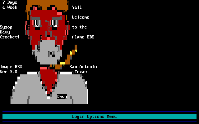 Alamo BBS: its own screen, 25 rows