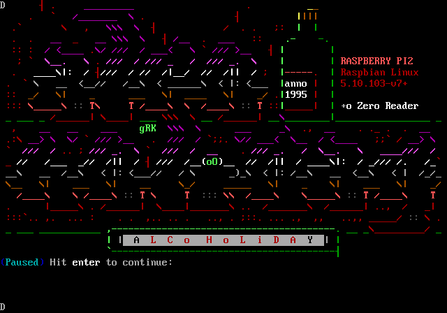 Alcoholiday BBS (Mystic): its own screen, 28 rows