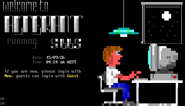 Alterant BBS: its own screen, 23 rows
