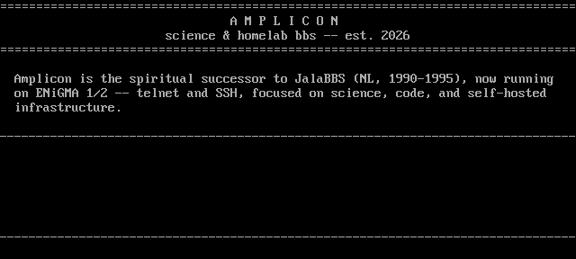 Amplicon BBS: screen 2, 18 rows