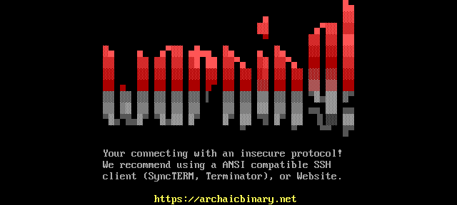 Archaic Binary: its own screen, 18 rows