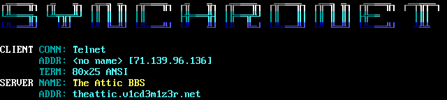Attic BBS, The: its own screen, 9 rows