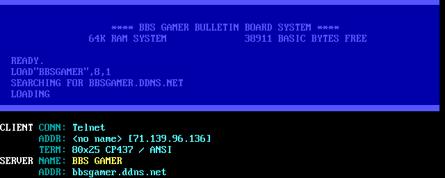 BBS Gamer: its own screen, 16 rows