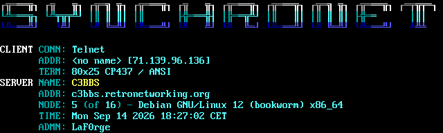 C3BBS: its own screen, 12 rows