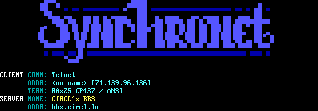 CIRCL’s BBS: its own screen, 14 rows