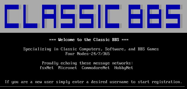 Classic BBS: its own screen, 19 rows