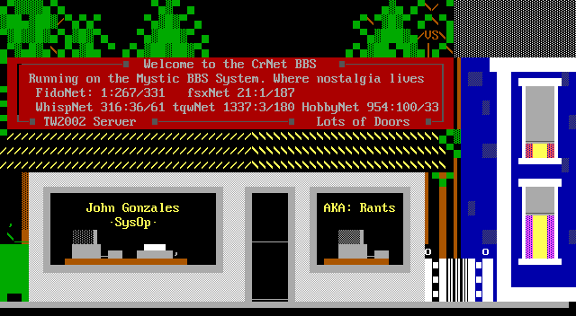 CrNet BBS: its own screen, 22 rows