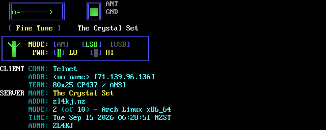 Crystal Set: its own screen, 16 rows