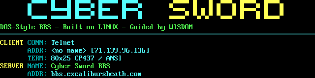 Cyber Sword: its own screen, 10 rows