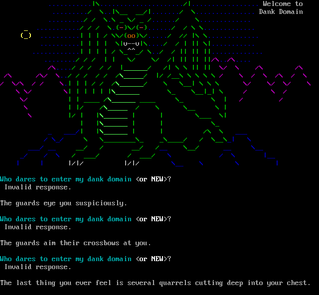 Dank Domain: its own screen, 37 rows