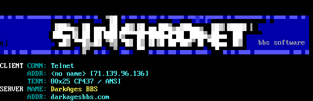 DarkAges BBS: screen 1, 13 rows