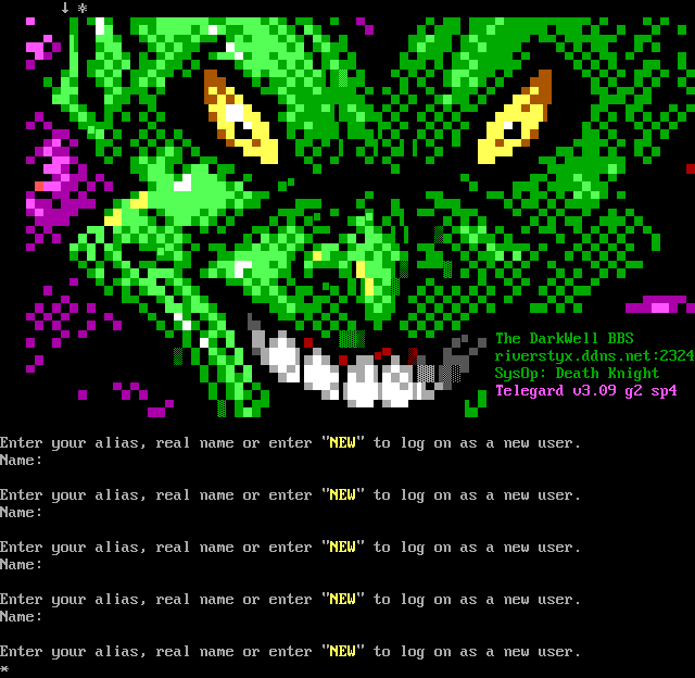 DarkWell BBS, The: its own screen, 39 rows