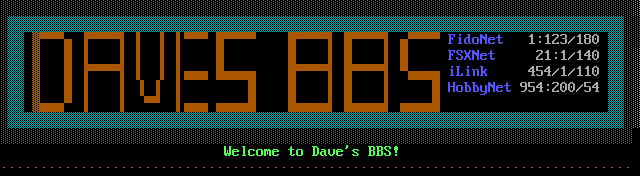 Dave’s BBS: its own screen, 11 rows