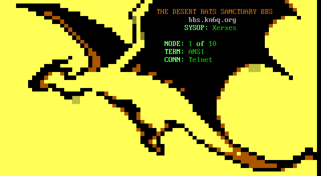 Desert Rats Sanctuary BBS: its own screen, 22 rows