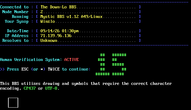 Down-Lo BBS: screen 2, 23 rows