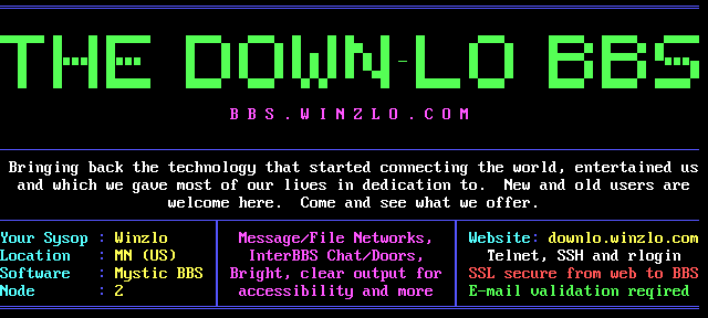 Down-Lo BBS: screen 3, 18 rows