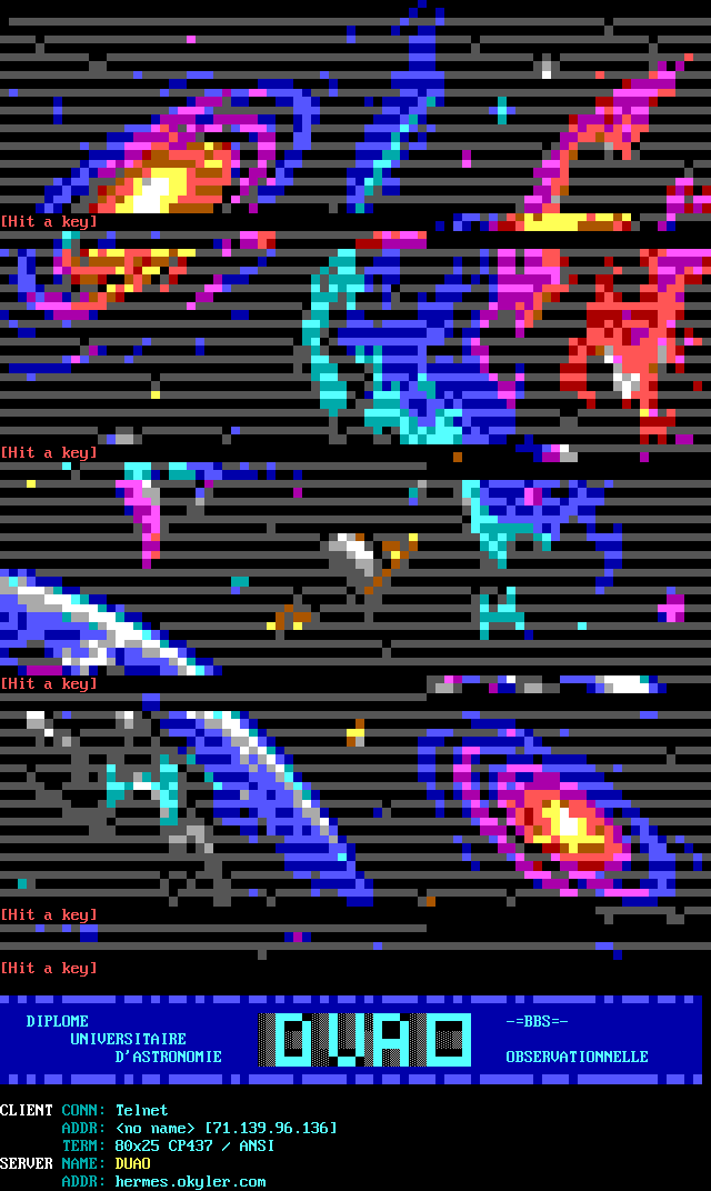 DUAO BBS: its own screen, 67 rows