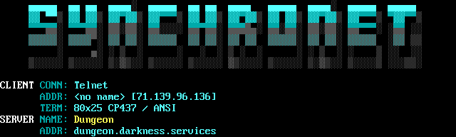 Dungeon BBS (2): its own screen, 12 rows