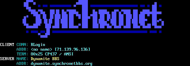 Dynamite BBS (2): its own screen, 14 rows