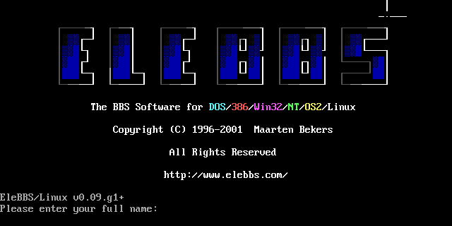 Elevator BBS: screen 1, 20 rows