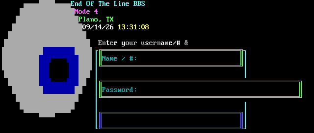 End Of The Line BBS: its own screen, 17 rows