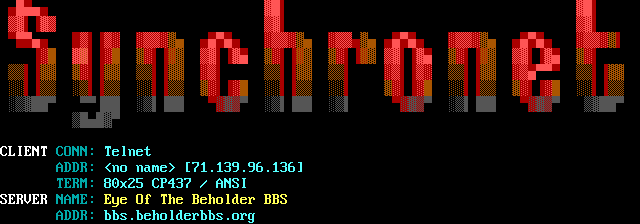Eye Of The Beholder BBS (2): its own screen, 14 rows