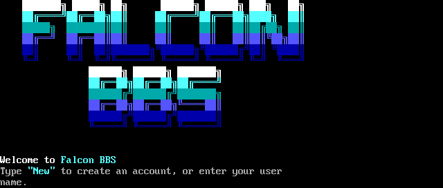 Falcon BBS: its own screen, 17 rows