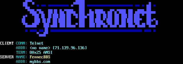 Fennec BBS: its own screen, 14 rows