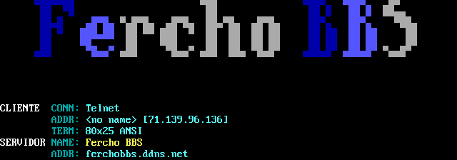 Fercho BBS: its own screen, 14 rows