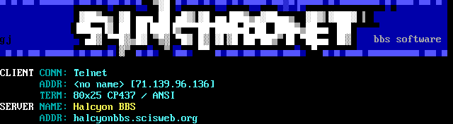 Halcyon BBS: its own screen, 11 rows