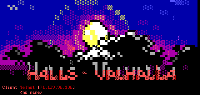 Halls of Valhalla BBS: its own screen, 19 rows