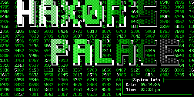 Hax0r’s Palace: screen 1, 20 rows