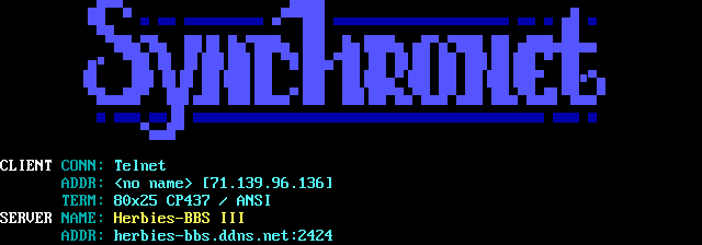 Herbies BBS III: its own screen, 14 rows