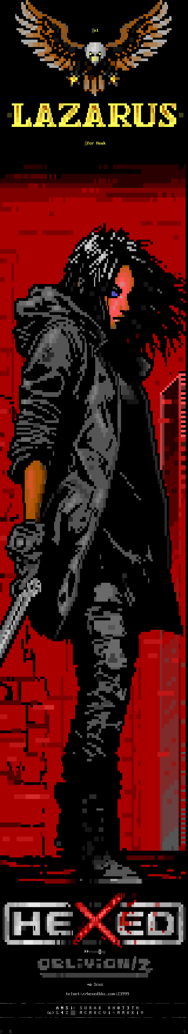 HeXed BBS (OBV/2): its own screen, 220 rows