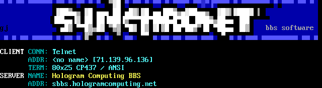Hologram Computing BBS: screen 1, 11 rows
