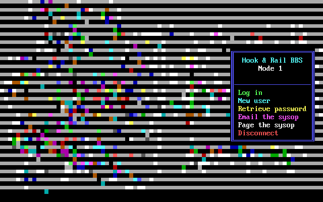Hook and Rail BBS: screen 2, 25 rows