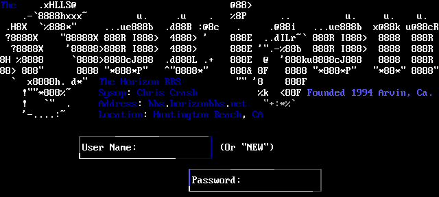 Horizon BBS: its own screen, 18 rows