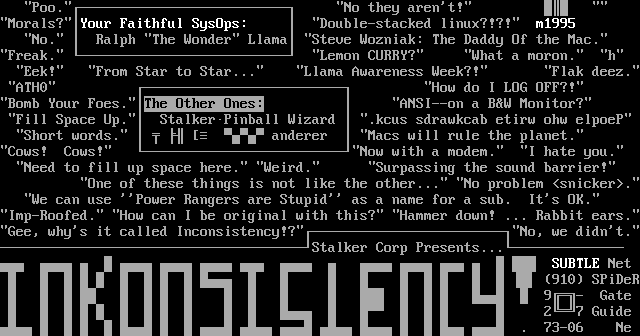 Inconsistency BBS: its own screen, 21 rows