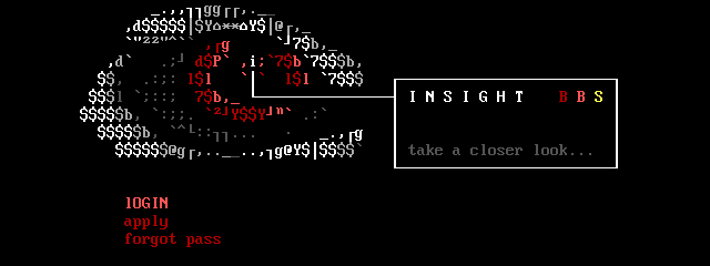 Insight BBS: its own screen, 15 rows