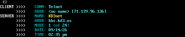 KD3net: screen 1, 8 rows