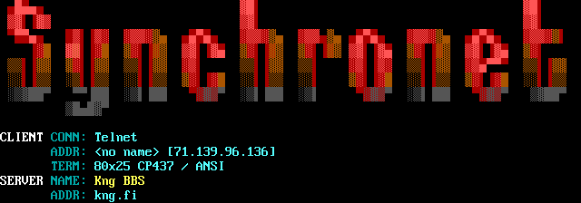 Kng BBS: screen 1, 14 rows