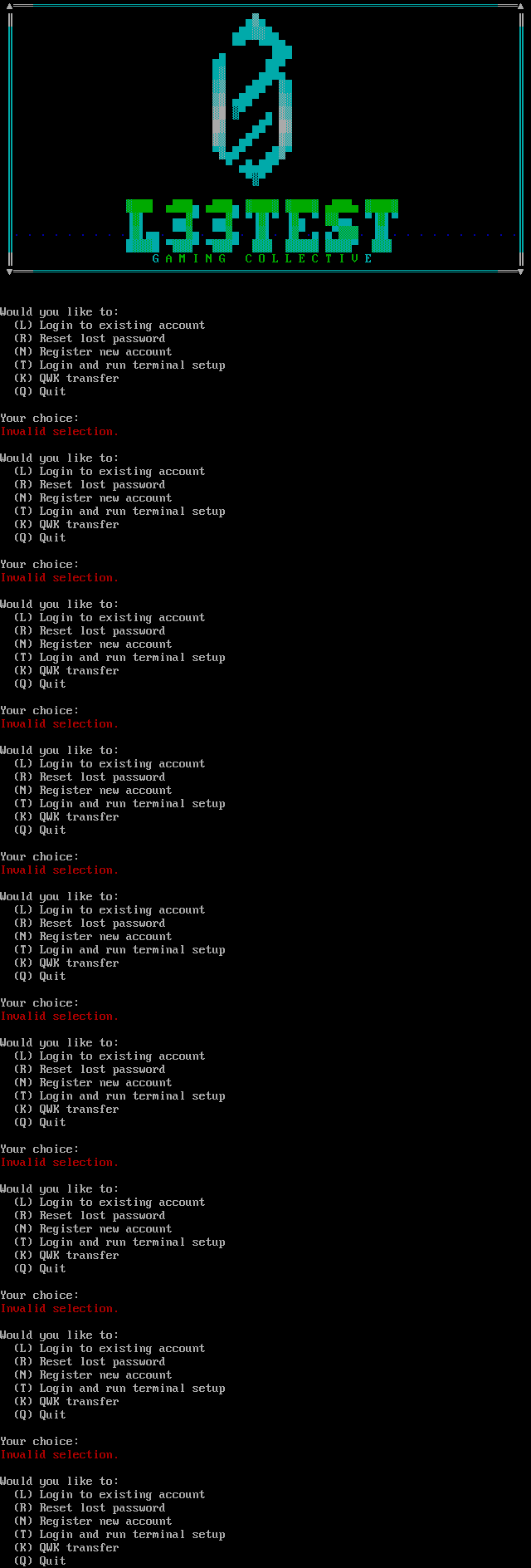 L33Test Gaming Collective: screen 1, 118 rows