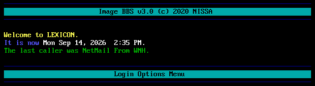 Lexicon BBS (Image BBS): screen 2, 11 rows