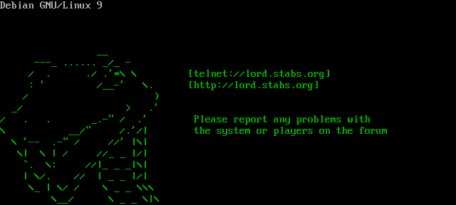 Lord.stabs.org: its own screen, 18 rows
