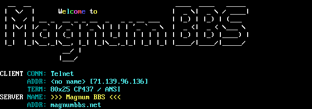 Magnum BBS: screen 1, 14 rows