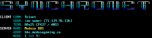 Medusa BBS: its own screen, 10 rows
