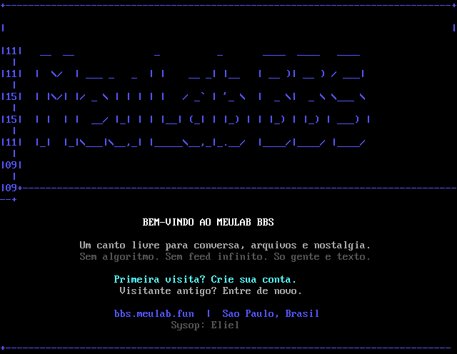MeuLab BBS: its own screen, 31 rows